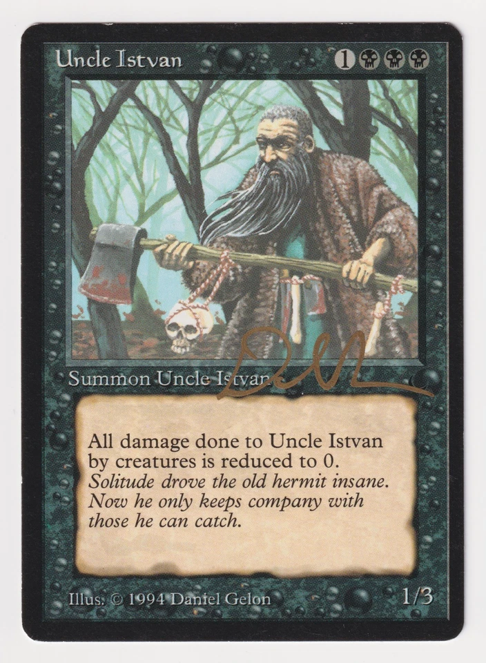 Gold Signed Uncle Istvan MP The Dark Artist Daniel Gelon 1994 MTG Magic Vintage! - Image 1 of 2
