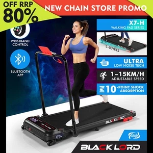 BLACK LORD Treadmill Electric Walking Pad Incline Shock Absorbers Foldable Black - Picture 1 of 3
