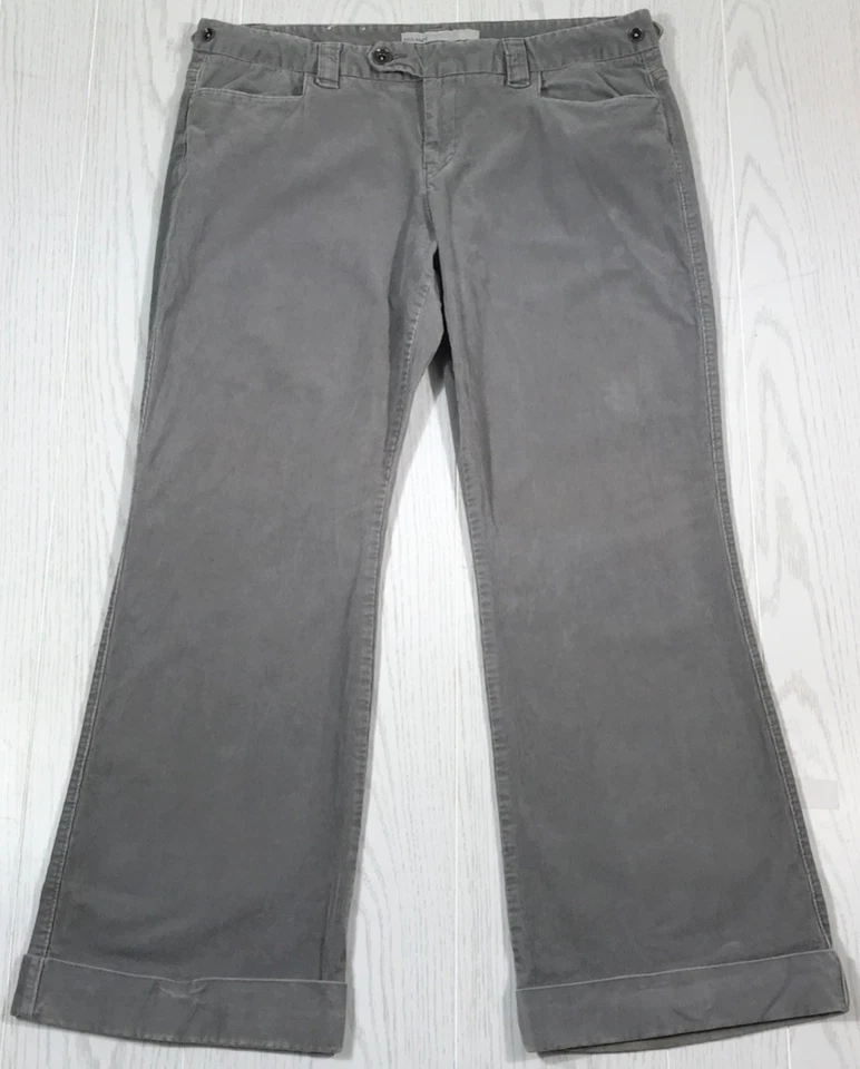 Pantalón de pana vintage antiguo azul marino para mujer 16 gris con puños Bootcut tiro medio Y2K Foto 1 de 4