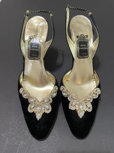Tacones Rene Caovilla Venezia satinados con joyas talla 9,5 hechos en Italia de lujo* - Imagen 1 de 18