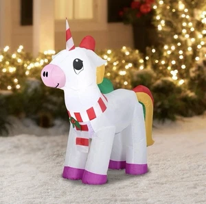 NEW 3.5 Ft Christmas Baby Unicorn Inflatable LED Light Up NIB - Picture 1 of 6