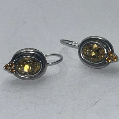 Pendientes ovalados facetados de citrino de plata de ley 925 Foto 1 de 4