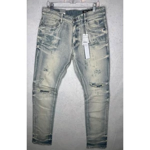 Jeans uomo Smoke Rise 34x34 blu Siviglia slim fit denim elasticizzato invecchiato - Foto 1 di 14
