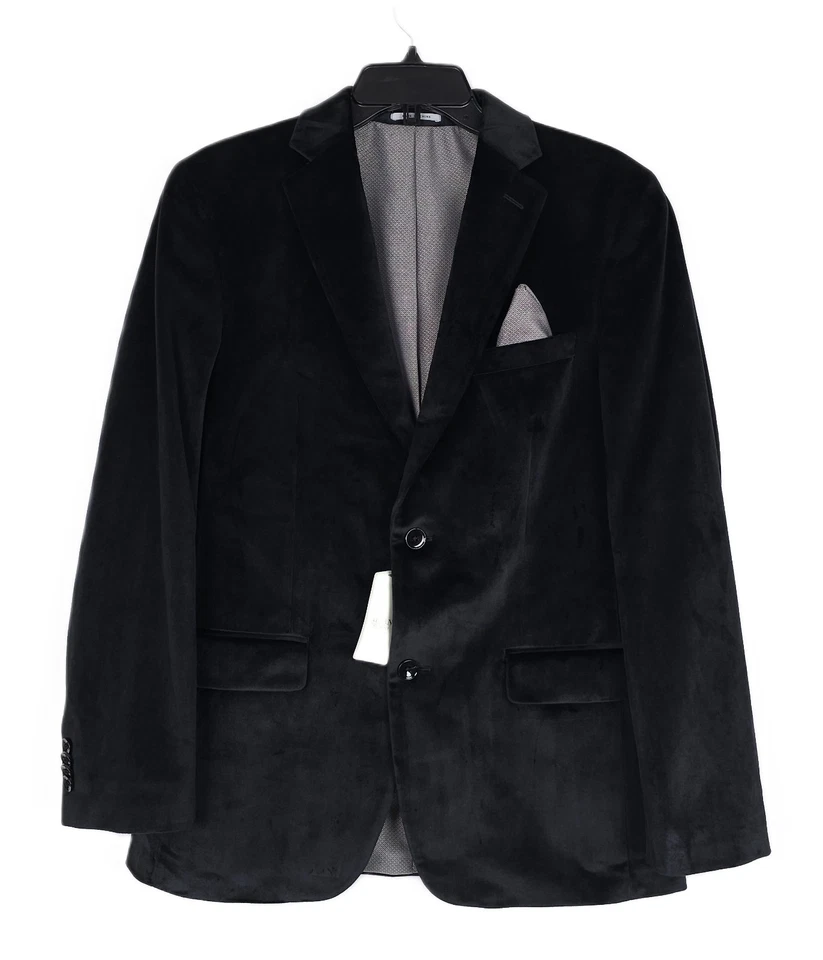 Alfani Mens' Black Velvet Slim Fit Solid Sport Coat Jacket Size 38R
