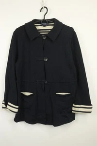 SAINT JAMES Black Striped Wool Tight Knit Button front Blazer Jacket Size 8 - Picture 1 of 20