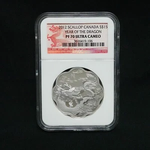 2012 Canada Scallop Year of the Dragon Silver $15 Dollar - NGC PF70 Ultra Cameo - Picture 1 of 5