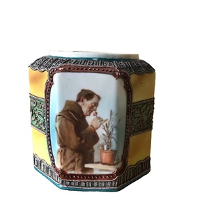 Lovely Handpainted Nippon Tobacco Jar Humidor Monk Smelling Flower Design - Picture 1 of 19