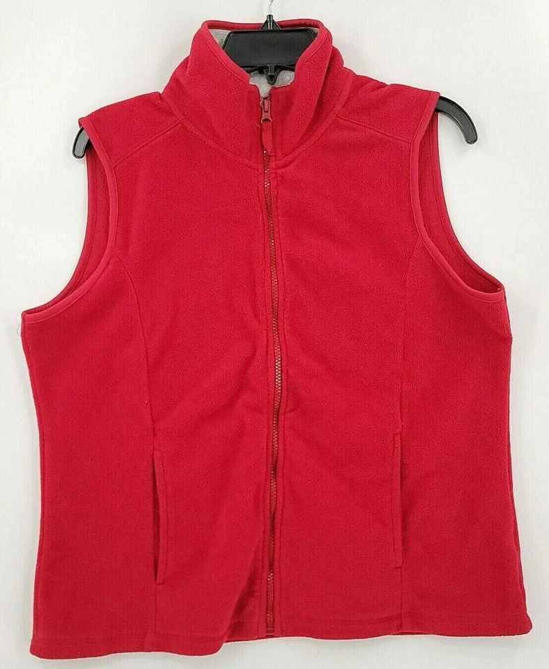 SJB Active Women Large Solid Red Full Zip Sleeeless Turtleneck Sweater Vest - Image 1 of 4