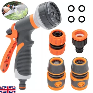 Hose Spray Gun Kit Adjustable Nozzles Mist Car Wash Watering 8 Function Garden - Picture 1 of 10