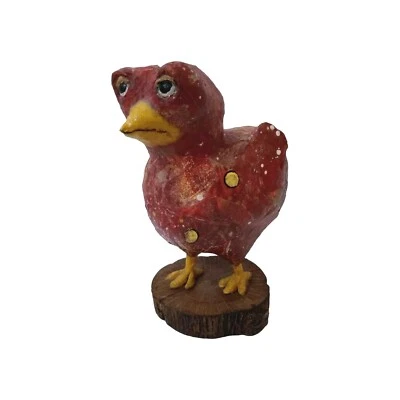 Estatuilla de arte popular gallo caprichoso regalo pollo roble hecha a mano escultura de papel  Foto 1 de 4