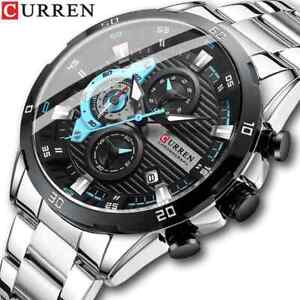 CURREN stainless steel watches for men luminous dial with male chronograph watch