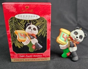1997 Hallmark Keepsake Child's Fourth Christmas ornament Panda Bear with #4 Drum - Picture 1 of 6
