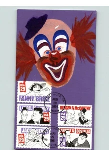 Hand Painted THE COMEDIANS, 5 stamps, pic of a CLOWN, Cover Scape Hand Painted - Picture 1 of 1