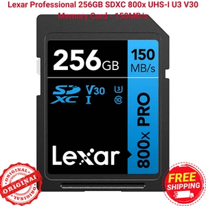 Lexar Professional pro 256GB SDXC 800x UHS-I U3 V30 Memory Card - 150MB/s - New - Picture 1 of 7