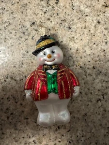 Old World Christmas Traditional Snowman Glitter Glass Ornament - Picture 1 of 1
