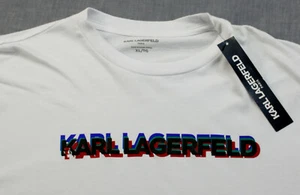 Karl Lagerfeld Paris Mens White 3D Logo 100% Cotton LS Tee Shirt NWT XL $59 - Picture 1 of 3