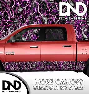 Camo Human Pink Skull Rocker Panel Kit de calcomanía Truck 5 paneles - Mate - 21 FT - Imagen 1 de 2