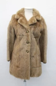 SCRAP ITEM: BEIGE/BROWN BEAVER FUR COAT JACKET ARTS & CRAFTS - Imagen 1 de 7