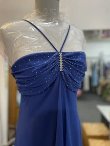 Thea Dora Abendkleid Royal Kristall Spaghettiträger High-Low Größe 14 - Bild 1 von 8