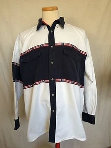 Wrangler Western Cowboy Mens Button Down Shirt 2XL White Blue Stars Patriotic  - Bild 1 von 12
