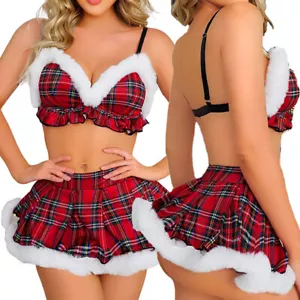 Sexy Santa Outfit Adult Mrs Claus Costume Christmas Fancy Mini Skirt Clubwear US - Picture 1 of 8