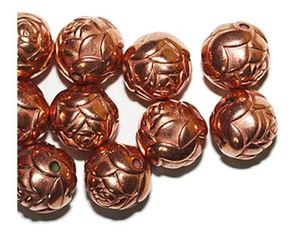 Cuentas metálicas metalizadas redondas de cobre brillante de 14 mm Big Rosebud - Imagen 1 de 1