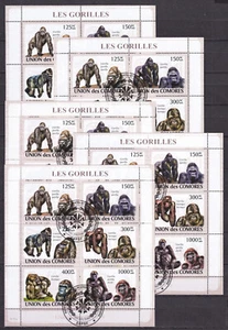 Comoros 2009 Gorillas Wildlife Used/CTO x5 - Picture 1 of 1