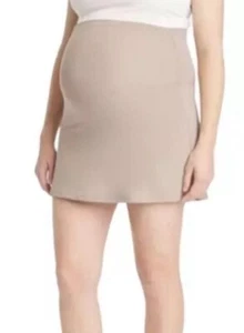 Isabel Maternity Womens Skort Athletic Built In Shorts Fold Down Panel Taupe M - Picture 1 of 3