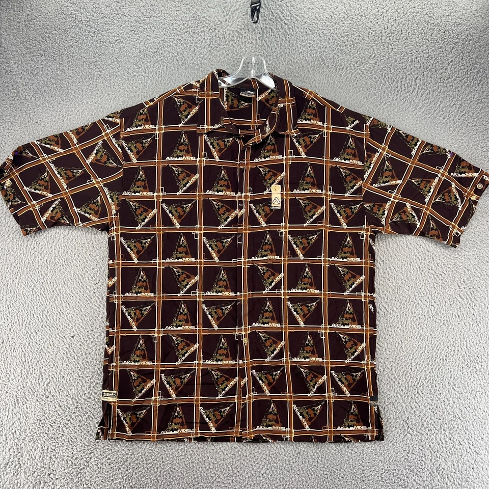 Camisa Akademiks Para Hombres 2XL Marrón Abotonada Hip Hop Y2K Años 90 Rap Informal Campamento AOP Foto 1 de 4