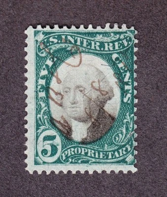 US RB5a 5c Proprietary Revenue Used w/ Manuscript Cancel SCV $175 - Image 1 of 2