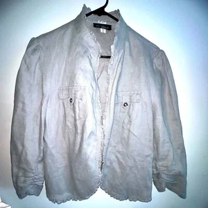 INC International Concepts Women's Linen Gray Clasp Blazer Jacket sz L - Picture 1 of 6
