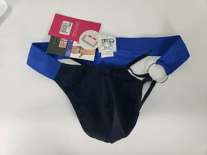 NWT PPU UNDERWEAR 1358 THONG BLUE BLACK MEN'S M - Picture 1 of 13