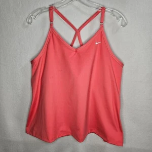 NIKE Dri-Fit Swoosh Womens Sz XXL Coral Training Tank Shelf Bra Strappy Back - Imagen 1 de 7