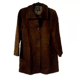 Akris Alpaca Blend Coat Size 4 Women's Brown Mid Length Collared Button Up - Picture 1 of 9
