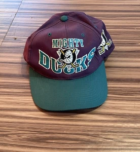 Vintage Mighty Ducks Hat Cap Snap Back Purple Teal NHL Hockey Mens 90s - Picture 1 of 6