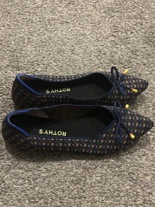 Rothy's The Bow Point Evening Metallic Knit Fabric Ballet Flats Pointed-Toe 7.5 - Picture 1 of 8