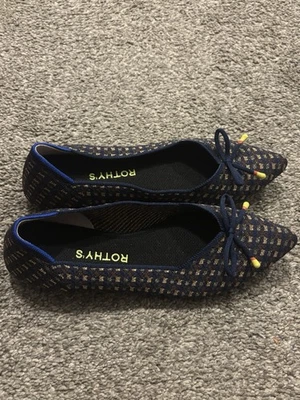 Rothy's The Bow Point Evening Metallic Knit Fabric Ballet Flats Pointed-Toe 7.5 - Image 1 of 4