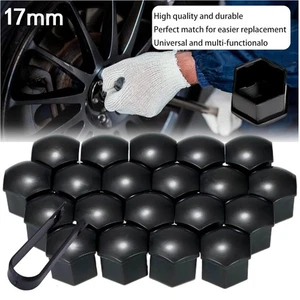 Cubiertas de pernos de tuerca de rueda de aleación negra brillante de 20x 17 mm universales para cualquier automóvil - Imagen 1 de 10