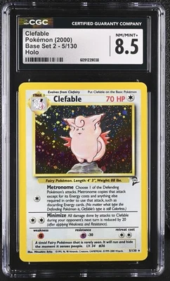 Pokemon CGC 8.5 Clefable 2000 Base Set 2 5/130 Holo Rare - Image 1 of 2
