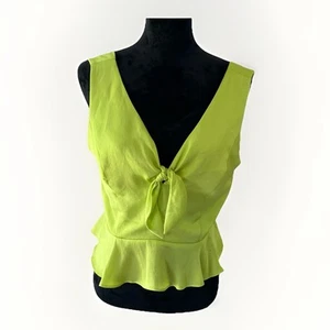 Gianni Bini Top Sleeveless Ruffle Peplum Neon Green Women’s Size 12 New - Picture 1 of 9
