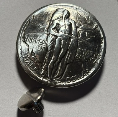 1926-S Oregon Trail Commemorative Half Dollar Button — Authentic Silver Coin  - Image 1 of 3