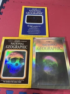 Lot Of 3 National Geographic Holograph Covers Mar 1984, Nov 85 & Dec. 88 + Map - Imagen 1 de 8