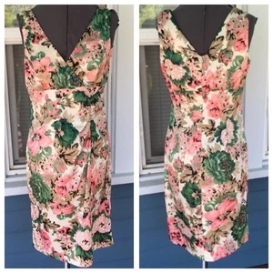 Neu mit Etikett Donna Ricco New York Blumenkleid Größe 12 korallengrün - Bild 1 von 12