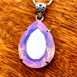 75.80 Ct Natural Pink Opal Pear Shape 25 Solid Sterling Silver Pendant Gemstone - Picture 1 of 7