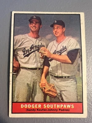 1961 Topps Baseball - Dodger Southpaws - Podres / Sandy Koufax #207 - VG/EX - Image 1 of 2