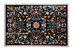 48" x 36" Marble Center Table Top Semi Precious Stone Inlay Handmade Art Work - Picture 1 of 3