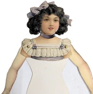 9.5" German Paperdoll Jointed L&B Litttauer Bauer Paper Doll Victorian Show Girl - Bild 1 von 10