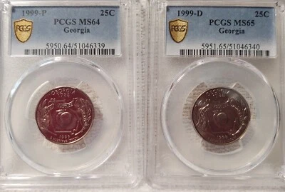 1999-P/D Georgia State Quarter Set, PCGS MS65,64 Gold Shield Certified  - Image 1 of 4