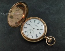 Antique Victorian Waltham Ensign Gold Plated Full Hunter Case Fob Pocket Watch