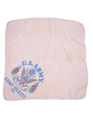 Vintage US Army Handkerchief Silk Pink Square Camp Pickett Hankie Military - Image 1 of 4
